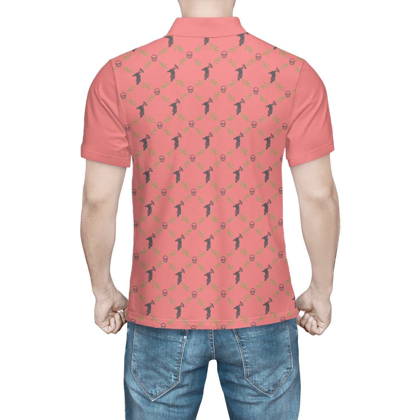 All Over Print Polo Shirt Cock & Skull