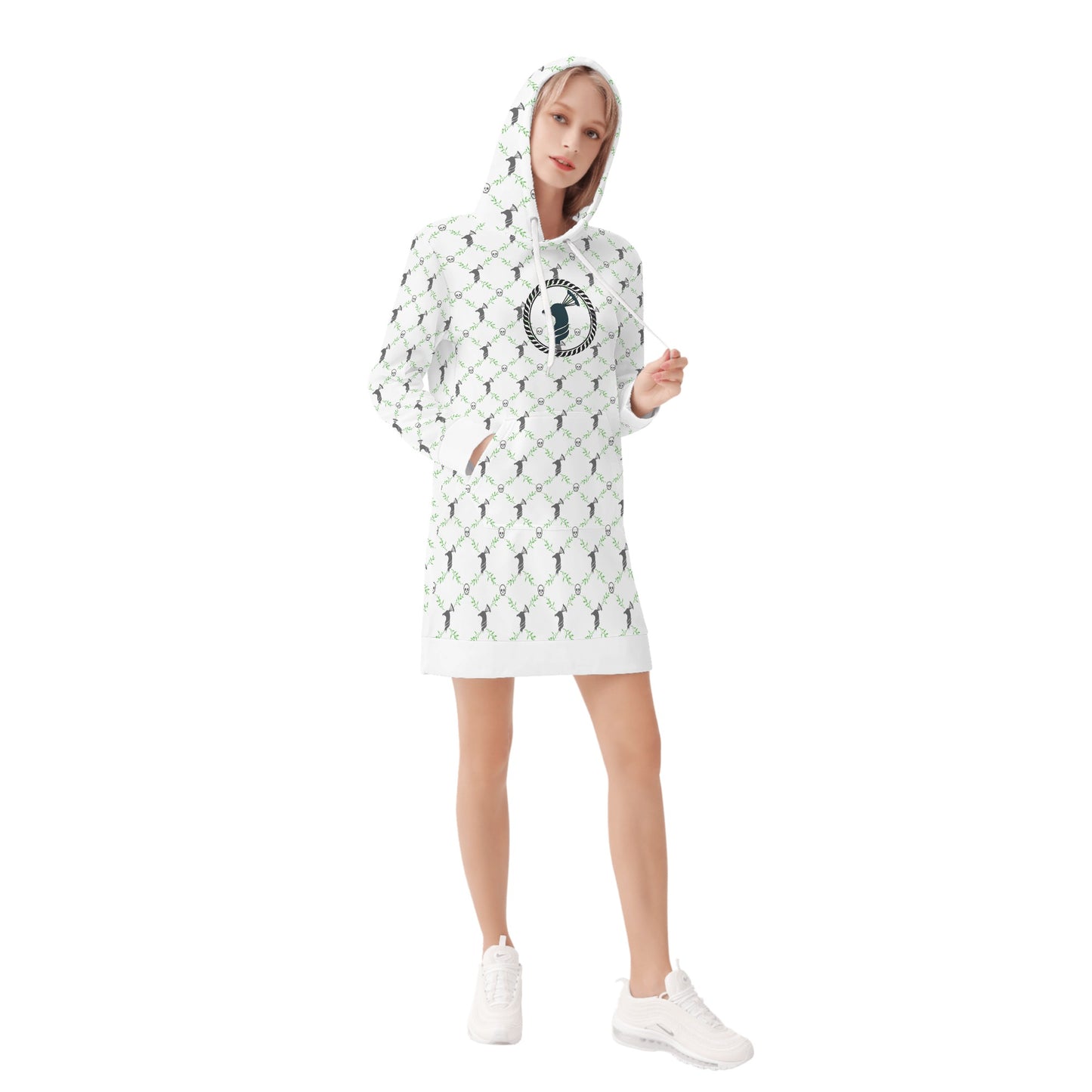 Women's Hoodie Dress Cock & skull