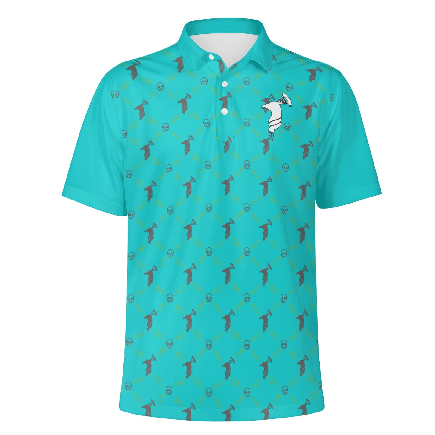 All Over Print Polo Shirt cock and Skull