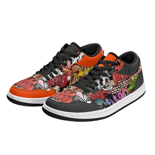 Mens Black Low Top Skateboard Sneakers