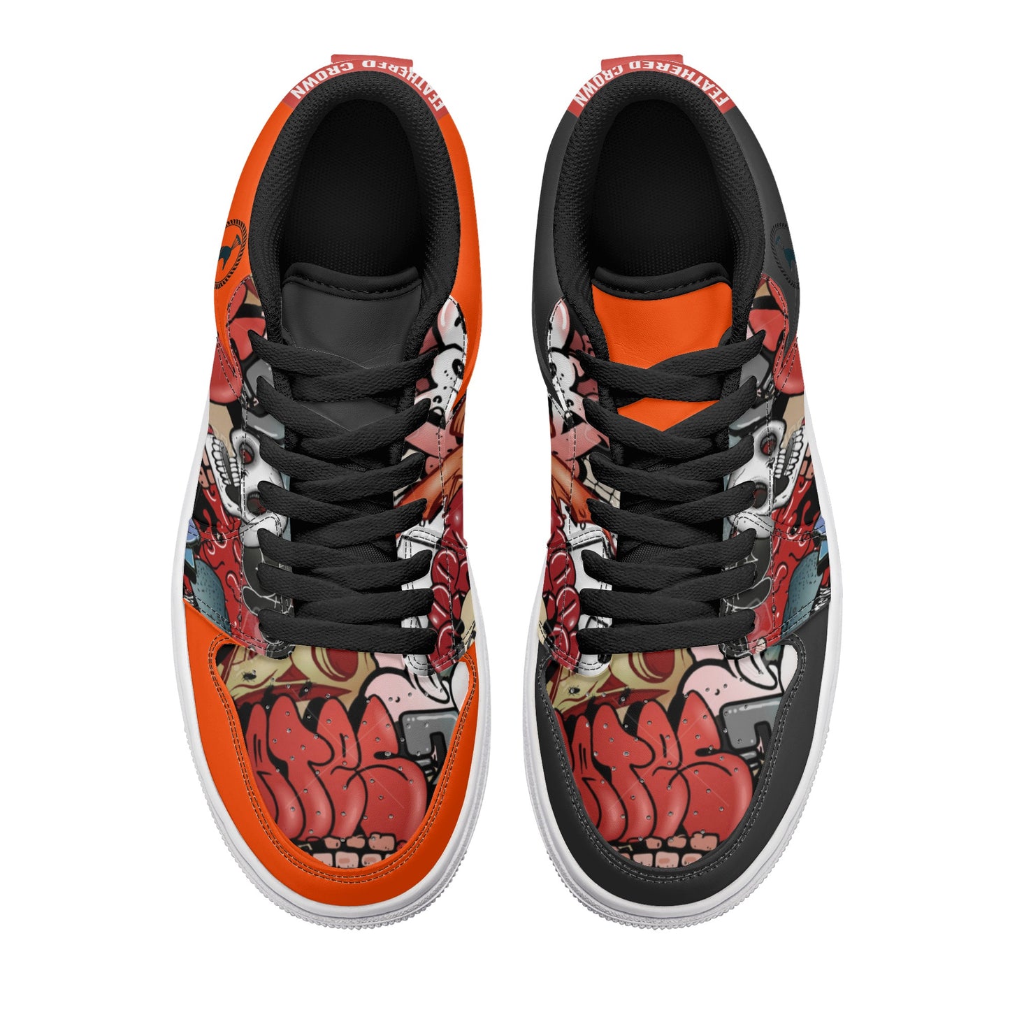 Mens Black Low Top Skateboard Sneakers