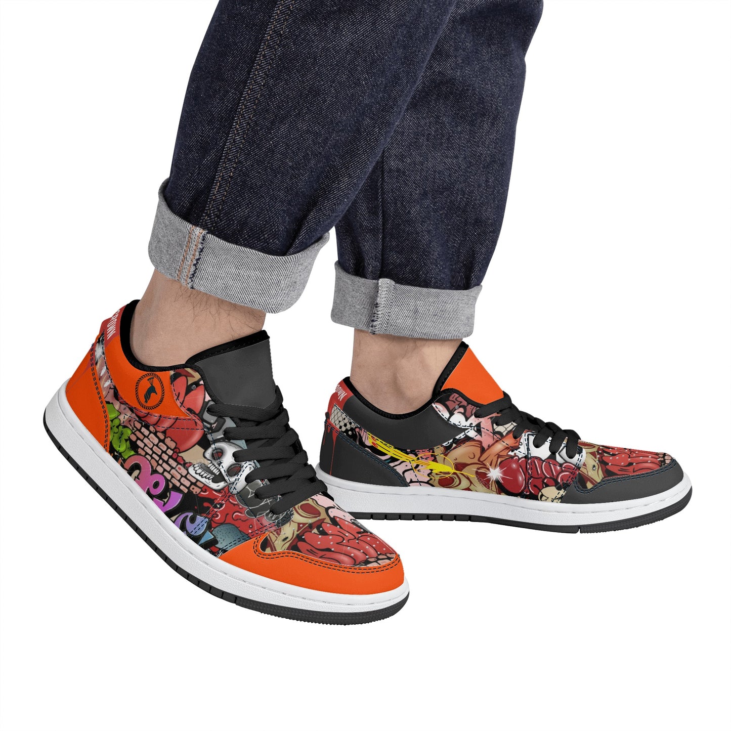 Mens Black Low Top Skateboard Sneakers