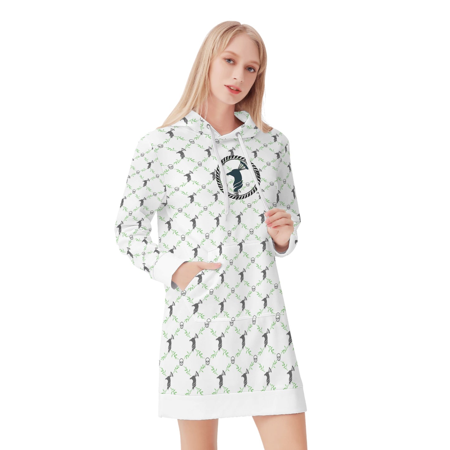 Women's Hoodie Dress Cock & skull