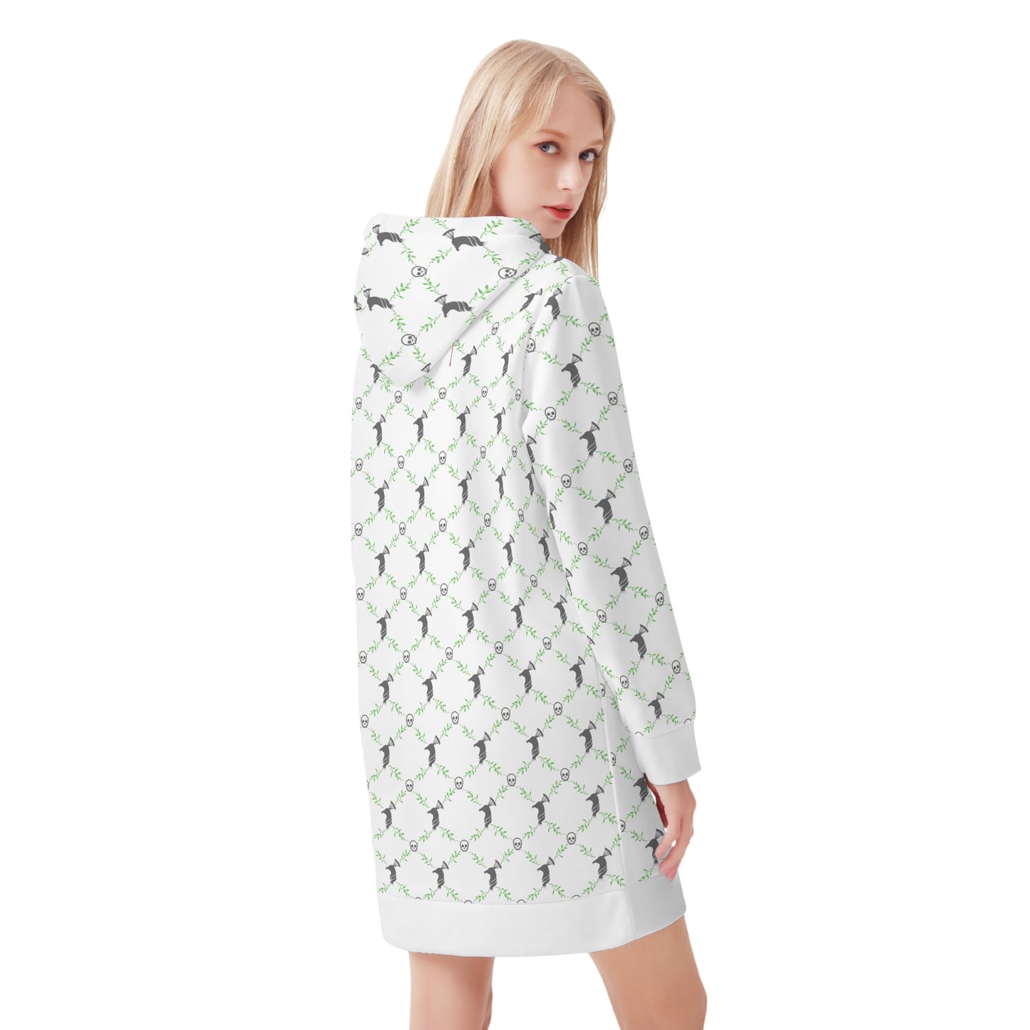 Women's Hoodie Dress Cock & skull