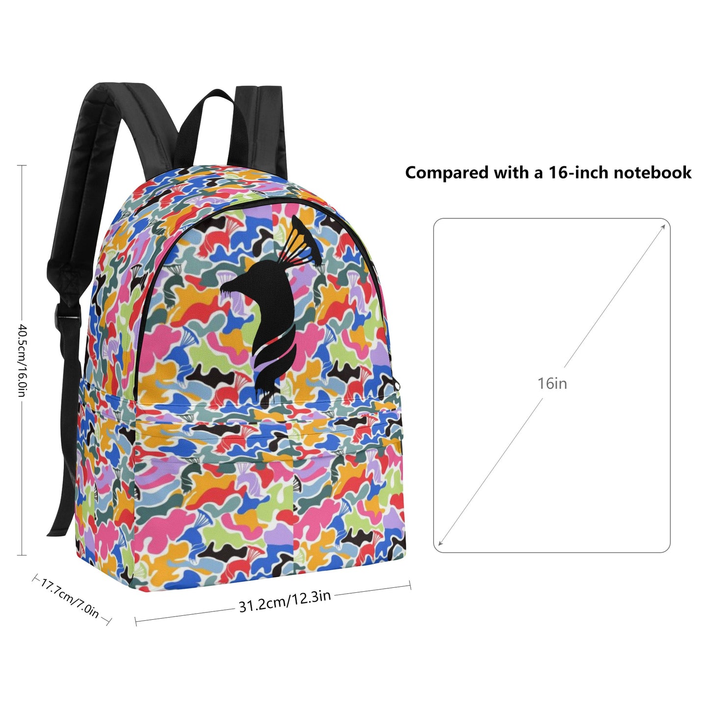 Printed + Embroidered Multi Color Camo Backpack