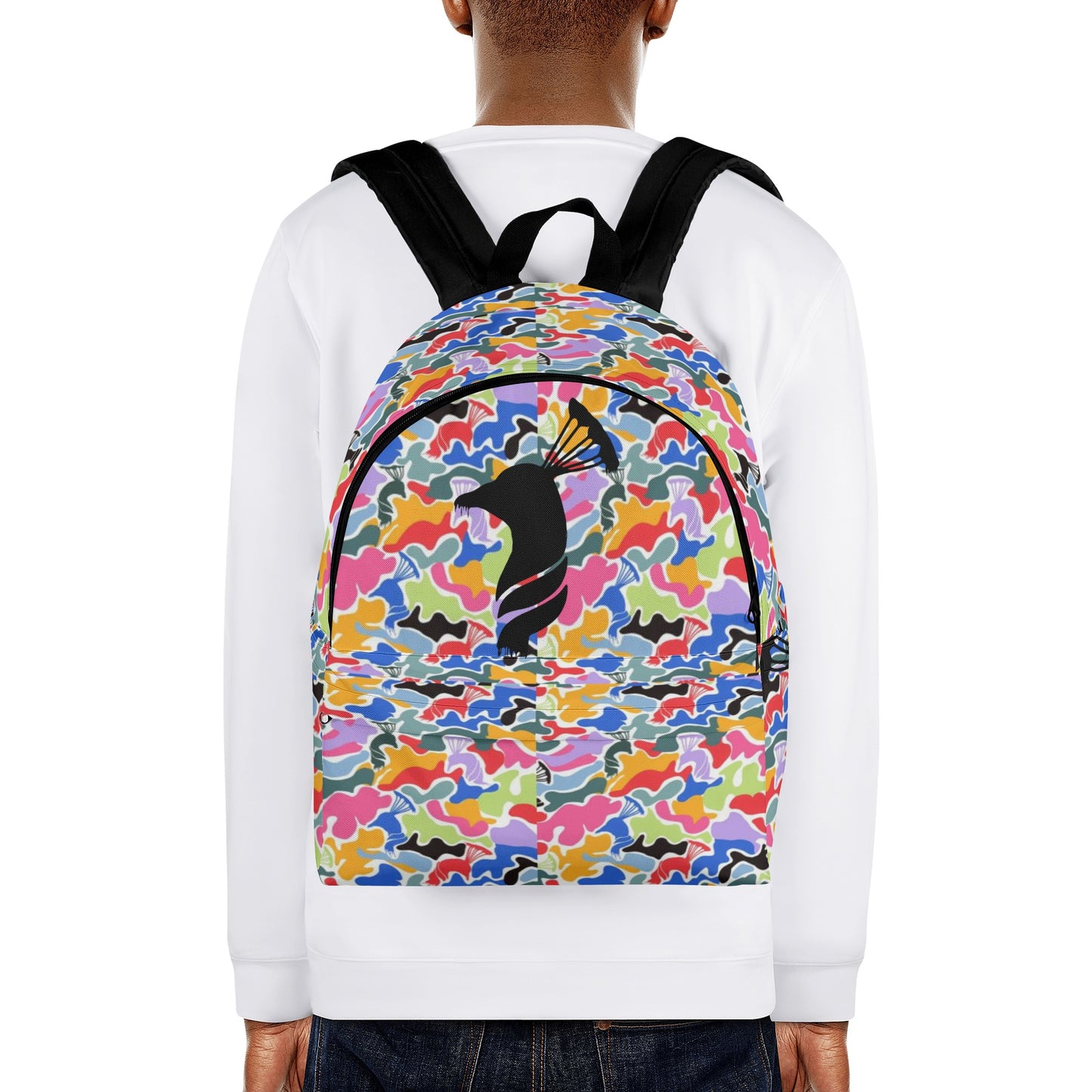 Printed + Embroidered Multi Color Camo Backpack
